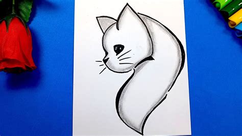 dibujo de gato a lapiz facil